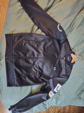 Men's Black Track-Style Zip Jacket with Laurel Details